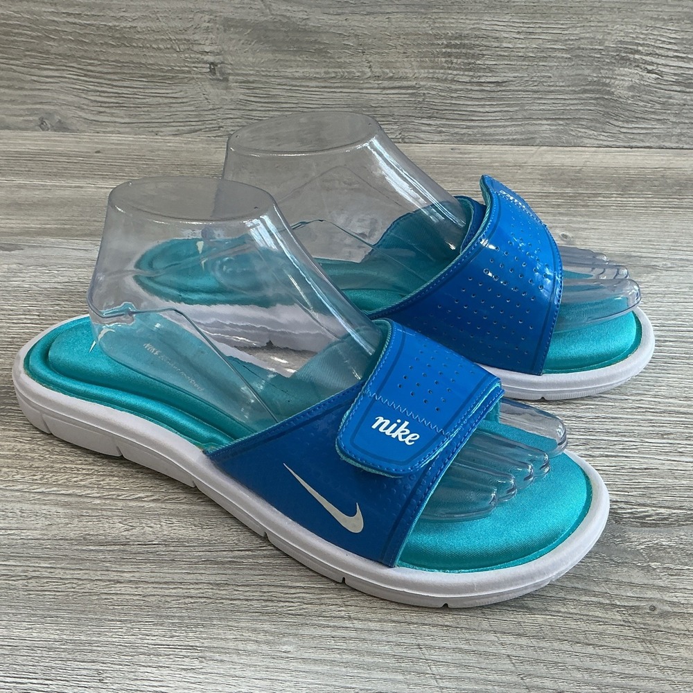 Nike Women's Size 11 Comfort Slide Memory Foam Blue Flip Flop Sandals 36088-414